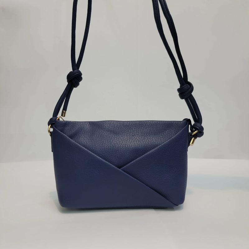 Cross B. navy blue envelope-style crossbody bag, front view