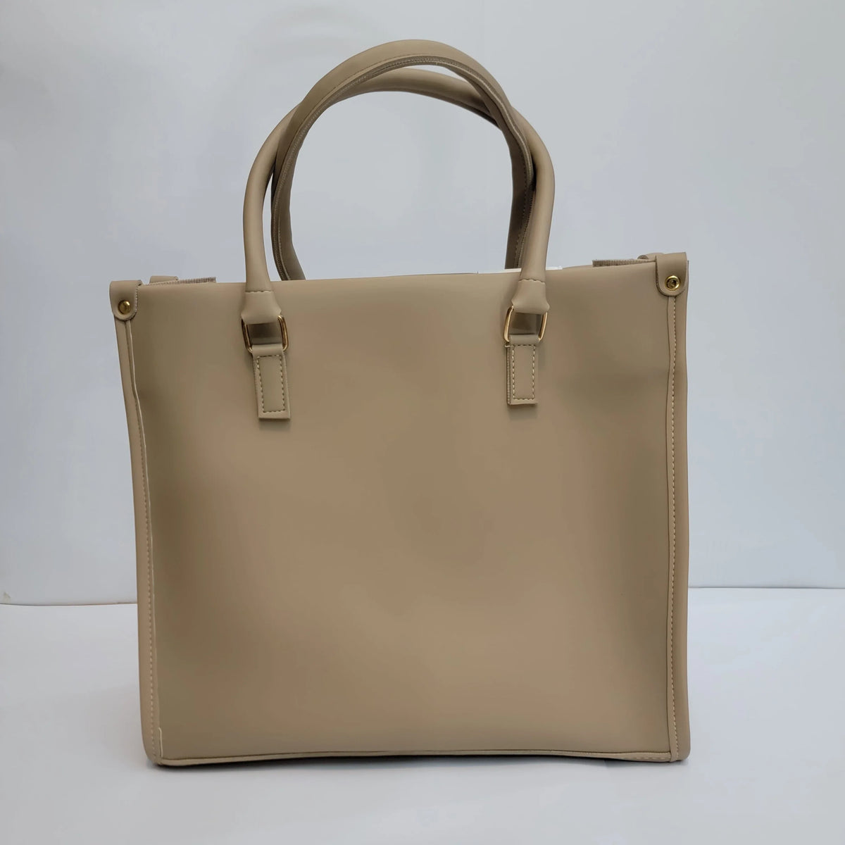 Cross B. beige structured tote bag, back view