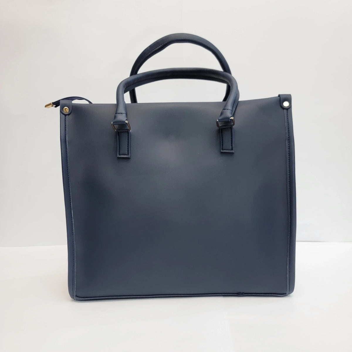 Cross B. navy blue structured tote bag, back view