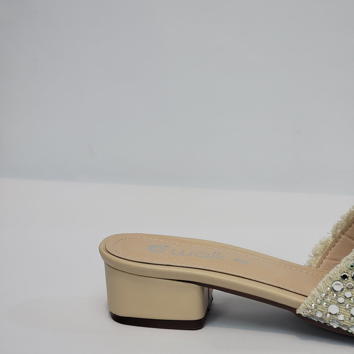 Rhinestone Fringe Denim Slide