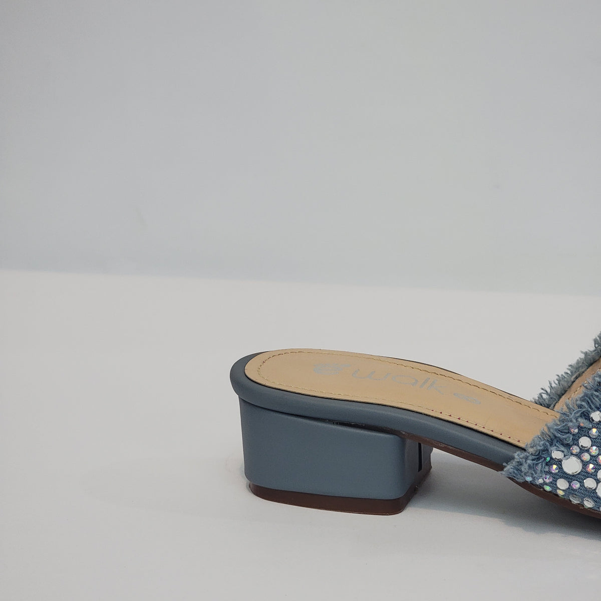 Rhinestone Fringe Denim Slide