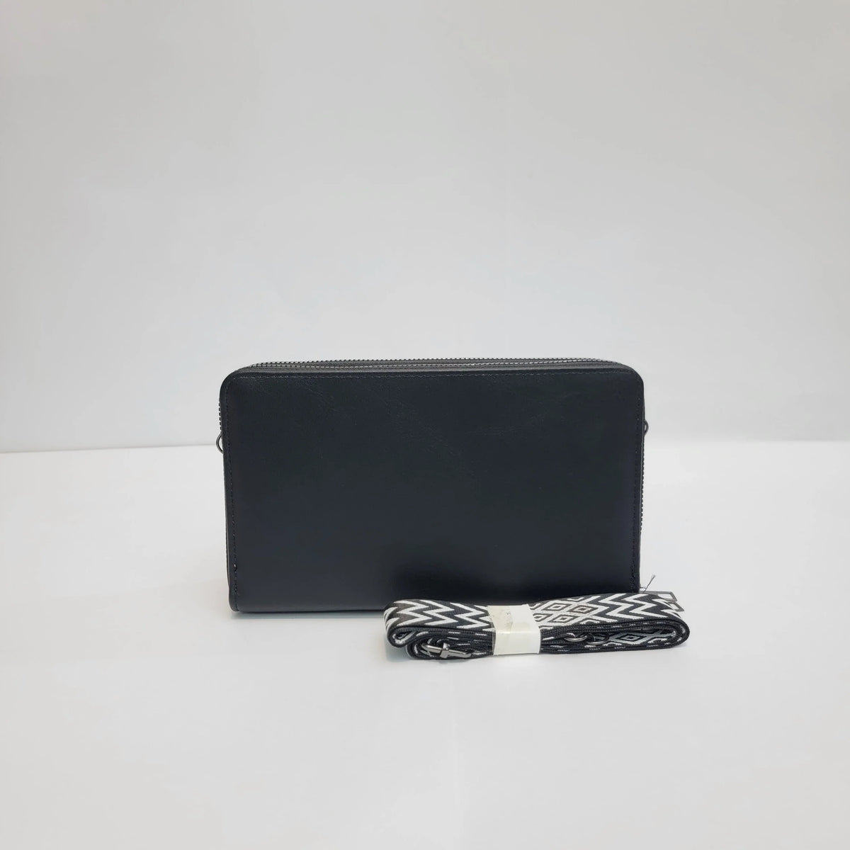 Cross B. black crossbody bag, side view